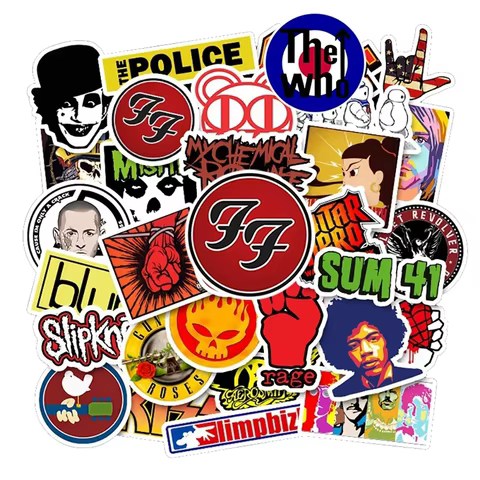 10/50PCS Rock Band Music Punk Stickers Graffiti DIY Guitar Motorcycle Skateboard Laptop Bike PVC Waterproof Decal Sticker Toys 8 best sales punk stickers - №7