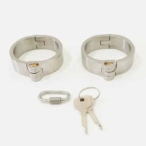 Stainless Steel Metal Neck Collar Handcuffs Ankle Cuffs Slave BDSM Bondage Set Detachable Metal Wrist Cuffs Foot Cuff Sexy Toys 8 best sales heavy steel bdsm collar - №1
