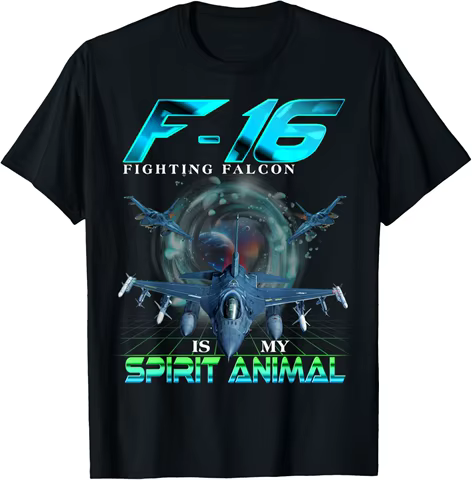 F-16 Fighting Falcon Is My Spirit Animal T-Shirt Short Sleeve Casual 100% Cotton Shirt 6 best sales f16 fighting falcon - №3