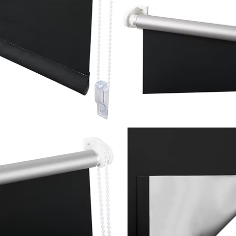 Blackout Roller Blind Thermal Roller Blind No Drilling Required Side Pull Sun Protection Opaque Privacy for Windows Doors 8 best sales roller blinds for windows - №2