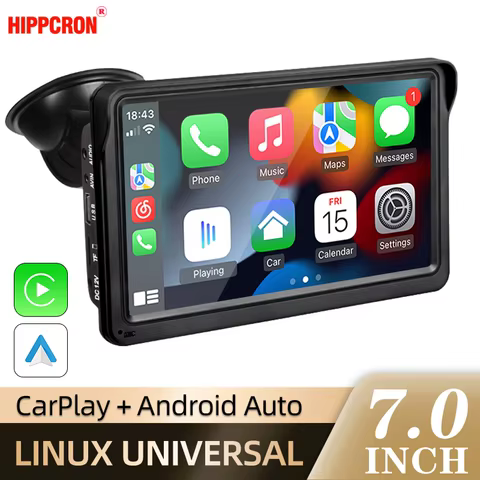 Hippcron 7inch Car Radio Multimedia Video Player Wireless Carplay And Wireless Android Auto Portable Universal Touch Screen 8 best sales portable dvd player with screen - №1