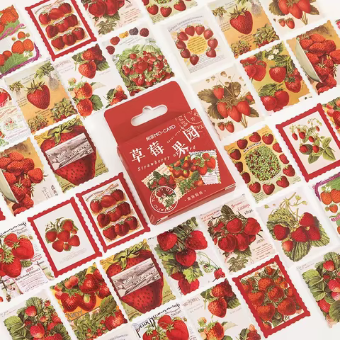 46 pcs/box Strawberry orchard stamp Decorative Sticker Scrapbooking diy Stick Label Diary Stationery Album Journal Stickers 10 best sales strawberry shortcake stickers - №10