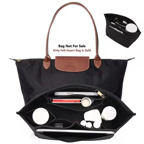 Felt Insert Bag Fits For Longchamp Handbag Liner Bag Felt Cloth Makeup Bag Support Travel Portable Insert Purse Organizer 6 best sales bean bag inner liner - №2