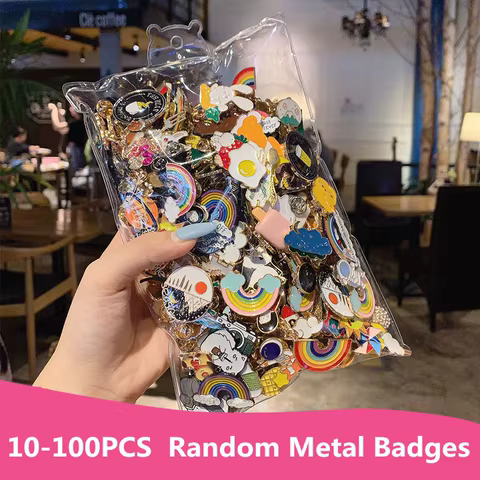 10-100PCS Cute Animal Plant Enamel Pins Random Metal Badges Lapel Brooches Decor Backpack Clothing Hat Bag For Women Kid Jewelry 6 best sales pins for backpack - №1