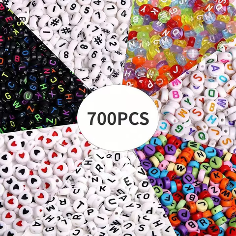 700pcs 7 Colors Round Letter Beads Acrylic Alphabet Number Beads (7x4mm) for Jewelry Making DIY Necklace Bracelet 10 best sales korean jewelry making materials - №9