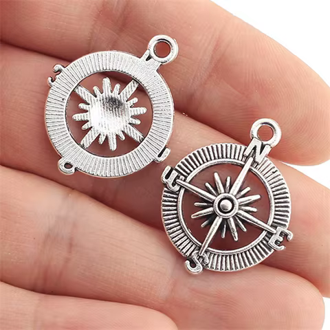 7pcs 29X25mm Antique Bronze Silver KC Gold Plated Charms Bracelet Necklace Pendant Classic Compass A263 10 best sales compass charm - №5