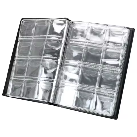 HWZXYXGS 120/60 Pockets Artificial PU Leather Coins Collection Album Book Collecting Money Organizer Storage Bags PVC Film 12 best sales album coin - №2
