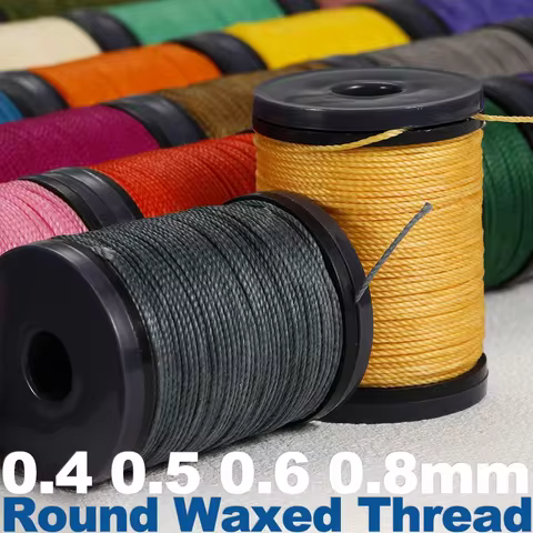 0.4/0.5/0.6/0.8mm Round Waxed Thread for Leather Craft Sewing and DIY Jewelry Handmade Braided Polyester Cord Wax Coated Strings 10 best sales t30 dreame - №4