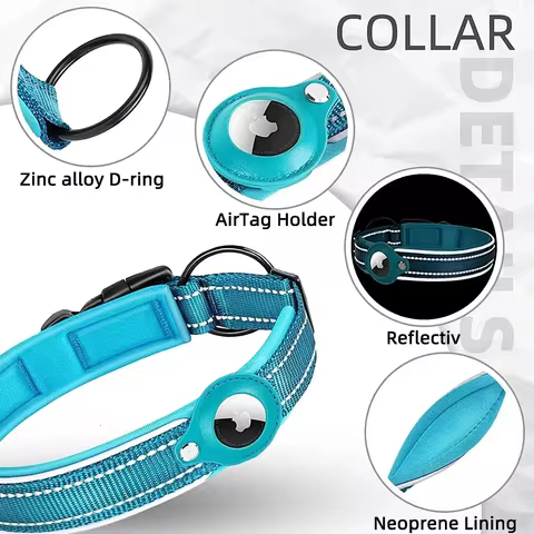 New For Apple Airtag Pet Dog Collar Anti-Lost Reflective Protective Tracker WaterProof For Pet Dog Cat Dog Positioning Collar 8 best sales air tag dog collar - №2
