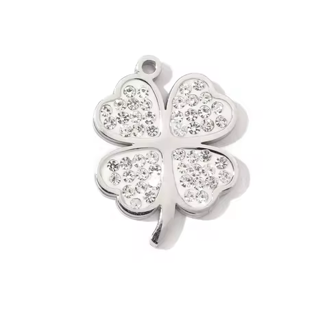 3pcs/Lot Trendy Stainless Steel Crystal Clover Four-leaf Lucky Charms Compass Ancient Coins Necklace DIY Small Pendant 10 best sales compass charm - №4
