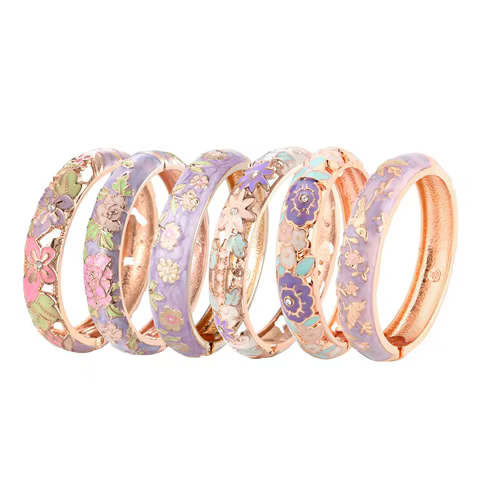 1/6 PCS Purple Enamel Bangle On Hand Cloisonne Bracelet For Women India Women's Hand Bracelets African Jewelry Hawaiian Bohemian 12 best sales hawaiian bracelet - №12