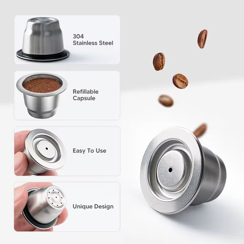 Coffee capsule reusable pods for Nespresso stainless steel coffee filter Espresso Crema pod manufacturer's new upgrade 10 best sales illy - №4