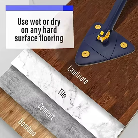 Rotatable Telescopic Triangle Mop 360° Spin Cleaning Mop Squeeze Wet And Dry Use Water Absorption For Home Floor Ceiling 12 best sales wall mop - №4
