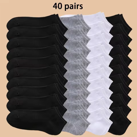 10/20/40 Pairs of Solid Color Socks, Soft and Lightweight Ankle Socks, Casual Boat Socks, Low Cut Ankle Socks 10 best sales strawberry nails - №1