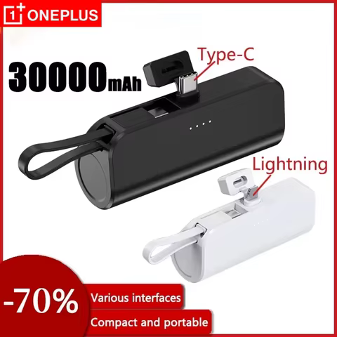 OnePlus 30000mAh Portable Power Bank 2- in-1 Fast Charger Lightweight High capacity Pocket Power Bank For IPhone Huawei Samsung 10 best sales 2 in 1 charger and power bank - №4