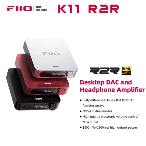 FiiO K11 R2R DAC and Headphone Amplifier for Home Audio or PC, 6.35mm and Balanced 4.4mm, RCA, Coaxial, Optical, 384kHz/24Bit 12 best sales r2r dac - №1