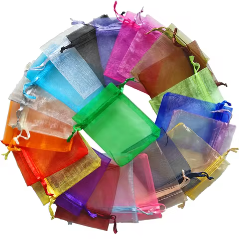 25/50/100pcs Organza Gift Bag Multicolor Drawstring Pouches For Candy Jewelry Bag Packing Wedding Gift Bags Organza Bag 10 best sales mug gift box - №5