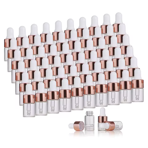 10pcs Mini Dropper Bottles Glass Empty Essential Oil Aromatherapy Bottles 1ml 2ml 3ml 5ml Rose Gold Cap Pipettes Bottles 10 best sales perfume glass - №9
