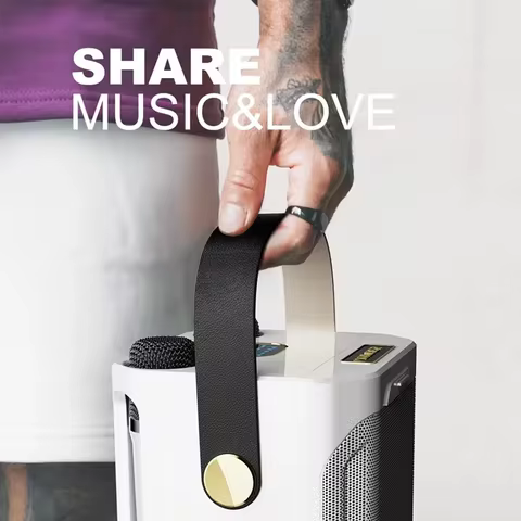 High Power Karaoke Bluetooth Speaker with Dual Microphone Boombox Portable 360 Stereo Surround Waterproof Wireless Subwoofer 10 best sales mic speaker - №8