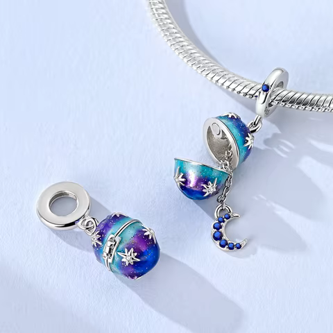 925 Sterling Silver Blue Earth Compass Spiral Pendant Charms Jewellery Fit Original 925 Bracelet Necklace For Women DIY Gift 10 best sales compass charm - №9