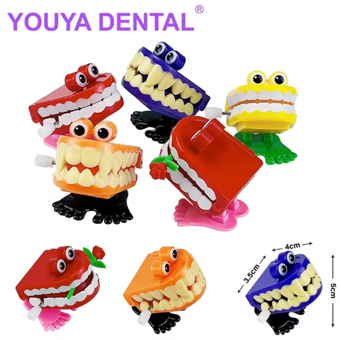 5/10Pcs Novelty Funny Walking Tooth Shape Mini Clockwork Jumping Teeth Toys Parent-child Interaction Decompression Children Gift 6 best sales tooth toy - №4