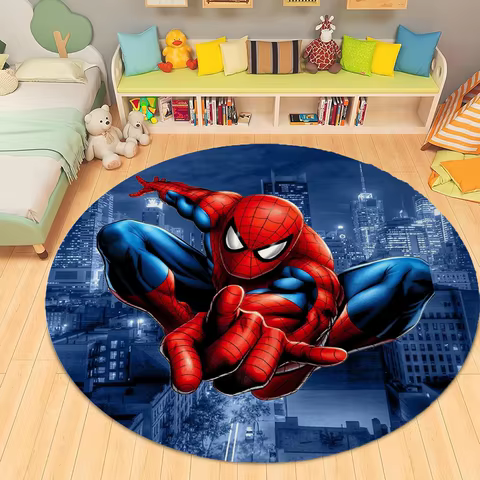 MINISO Disney Spiderman Rug Anti-slip Area Rugs Round Carpet for Living Room Kitchen Bedroom Sofa Rugs Kids Bedroom Floor Mat 10 best sales throw rug - №9