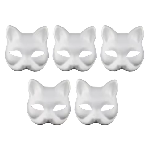 3/5Pcs Paper Blank Mask Half Face Hand-painted Cat Fox Mask Anime Demon Slayer Masquerade Halloween Festival Cosplay Prop 12 best sales cosplay katniss - №7