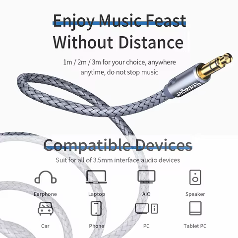 Essager Headphone Extension Cable Jack 3.5mm Audio Aux Cable 3.5 mm Female Splitter Speaker Extender Cord For Earphone Adapter 12 best sales 2 male 1 female 3.5mm - №1