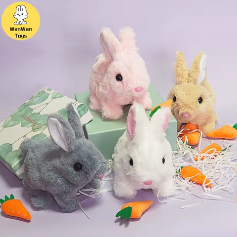Simulation Electric Toy Cartoon Small Solid Color Plush Electric Rabbit Can Walk And Nod Animal Doll Toy For Men And Women Child 12 best sales pegasus toy - №5