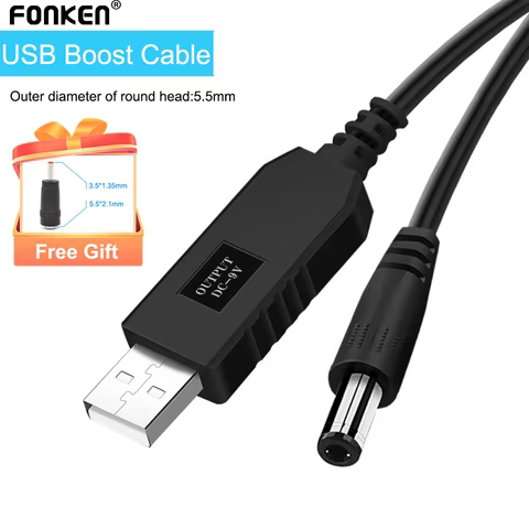 Fonken DC 5V to 12V Step-up Cord WiFi to Powerbank Cable Connector USB Cable Boost Converter for Wifi Router Modem Fan Speaker 6 best sales 5v to 12v converter usb - №3