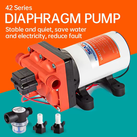 SEAFLO 42 Series Diaphragm Water Pump 3.0GPM 55PSI 12 Volts Electric Yacht Boat Marine RV Caravan High Pressure Supply 4 Chamber 12 best sales rv water - №10