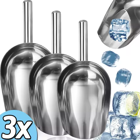 1/3PCS Stainless Steel Ice Shovel Multifunctional Food Measuring Spoons Grain Coffee Beans Flour Shovel Bar Kitchen Accessories 10 best sales flour scoop - №2
