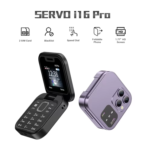 SERVO 2024 New Mini Flip Mobile Phone FM Radio Magic Voice Blacklist Speed Dial Vibration 2SIM Card Small Display Foldable Phone 8 best sales clamshell phone - №4