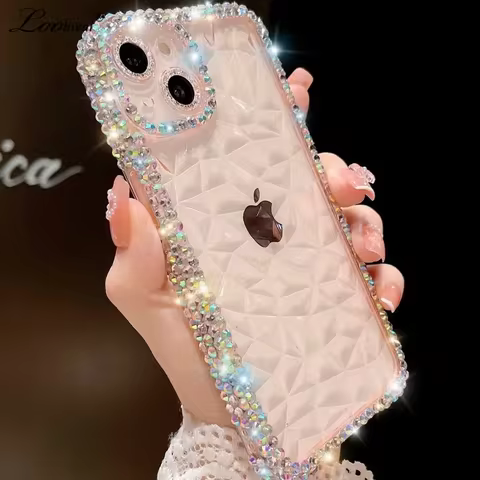 Luxury Diamond Glitter Case For iPhone 13 12 11 14 15 16 Pro Max X Xr Xs 8 7 16 Plus Bling Transparent Shockproof Soft TPU Cover 8 best sales cover iphone 13 pro max gucci - №2