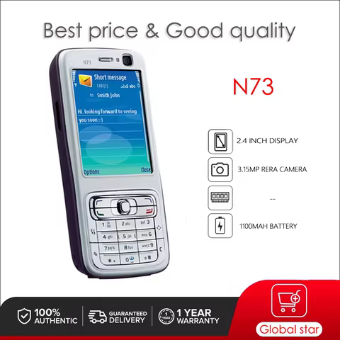 Original Unlocked N73 2G 3G Mobile Cell Phone Russian Arabic Hebrew English Keyboard Made in Finland Unlocked Free shipping 10 best sales nokia 6120 classic - №7