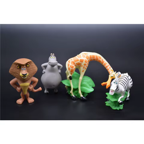 4Pcs Disney Madagascar Animal Lion Zebra Giraffe Collection Kawaii Figures Kids Tide Play Toys Gifts Handmade Model Accessories 12 best sales madagascar toy - №11