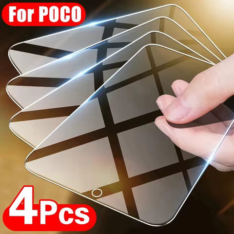 4PCS Protective Glass for Poco X3 Pro X3 NFC M5S M5 Film Screen Protector for Xiaomi Poco F3 F4 GT F2 Pro M3 M4 X4 Pro 5G Glass 10 best sales zoom f1 battery cover - №9