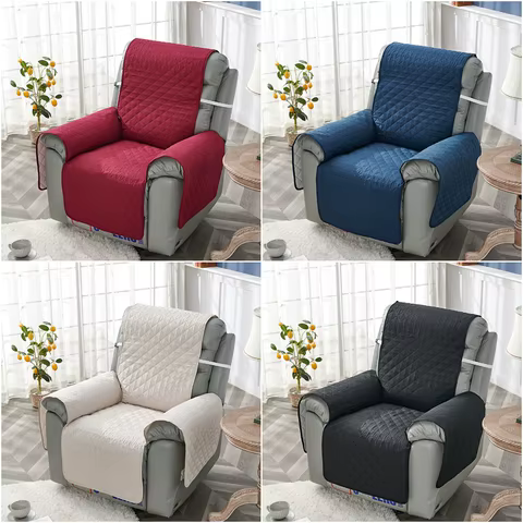 Anti-slip Recliner Chair Cover Solid Color Quilted Seat Slipcover Anti-wear Relax Armchair Coushion for Living Room Home 10 best sales recliner cover - №4