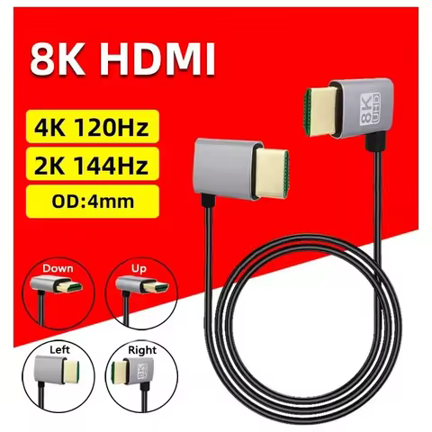 8K 90 degree HDMI 2.1V Cable Cord 8K 60Hz 4K 120Hz 48Gbps EARC ARC HDCP Ultra High Speed HDR for HD TV Laptop Projector PS4 PS5 10 best sales hdr - №9