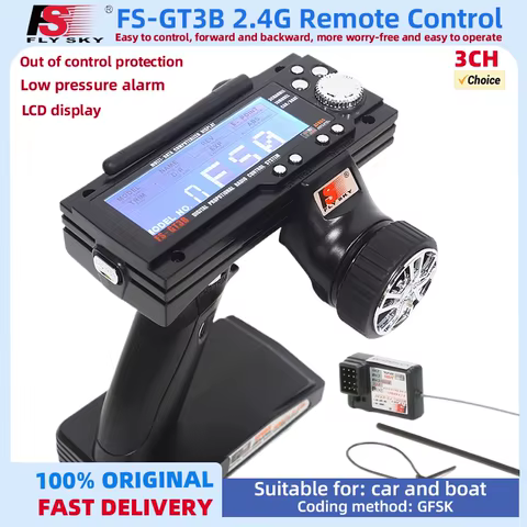 FlySky GT3B FS-GT3B 2.4G 3CH transmitter RC System Gun Controller with FS GR3E Receiver For RC Car Boat with LED Screen 6 best sales flysky fs i6x - №2