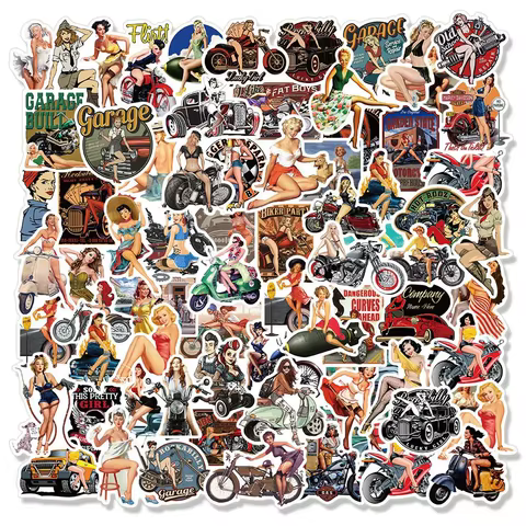 10/30/50/100pcs Retro Pin Up Girl Cartoon Stickers Vintage Sexy Motorcycle Women Decal Phone Case Skateboard Diary Adult Sticker 10 best sales pinup girl stickers - №2