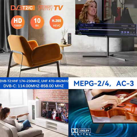For Europe H.265 DVB-T2&C TV Decoder Dolby HD 1080P Mini TV Tuner HEVC 10Bit U8mini Digital Terrestrial Receiver Support WiFi 8 best sales android tv isdb t - №1
