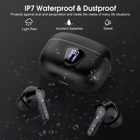 UYUXIO Ear Buds Wireless Earbuds BT 5.4 Headphones 48H Playback Built in Mic with LED Display Earphone for iPhone Andriod Phones 8 best sales playback - №2
