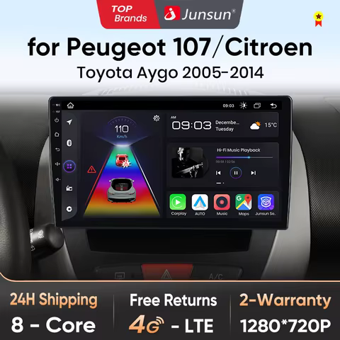 Junsun V1 Plus Car Radio For Peugeot 107 Toyota Aygo Citroen C1 2005 - 2014 wireless CarPlay Android Auto No 2 din 2din DVD 8 best sales portable dvd player with screen - №7