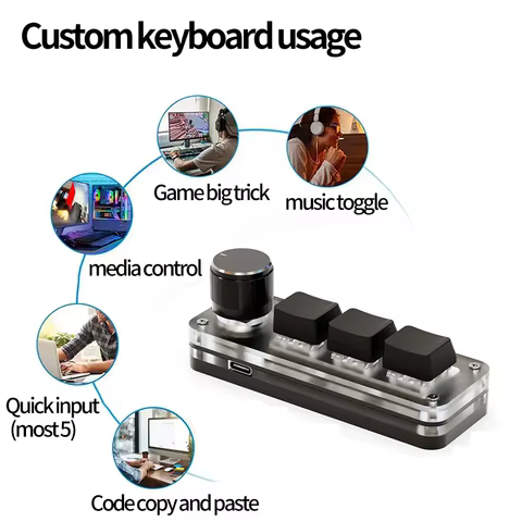 Macropad Macro Mechanical Keyboard RGB Mini Gaming Custom Programming Knob Keypads Red Switch 3 Keys For Photoshop 10 best sales macro keys - №4
