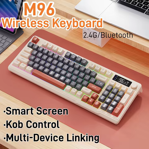 FreeWolf M96 Wireless Keyboard with Screen,Gaming Keyboard Bluetooth Dual-Mode Connection,Multi-Device Linking,Ergonomic 12 best sales keychron q8 - №12