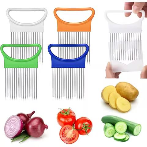 1PC Onion Needle Onion Fork Vegetables Fruit Slicer Tomato Cutter Cutting Safe Holder Kitchen Accessories Tools 12 best sales fruit forks - №4