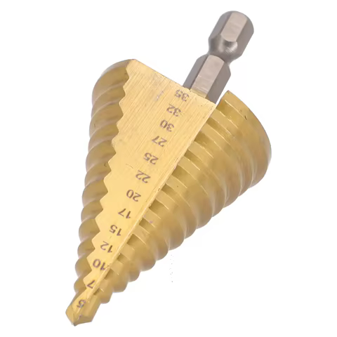HSS Step Drill Bit Straight Groove Titanium Coated Wood Metal Hole Cutter 13 Steps Multiple Hole Cone Drill Bits 5-35mm 10 best sales customized hole punch - №10