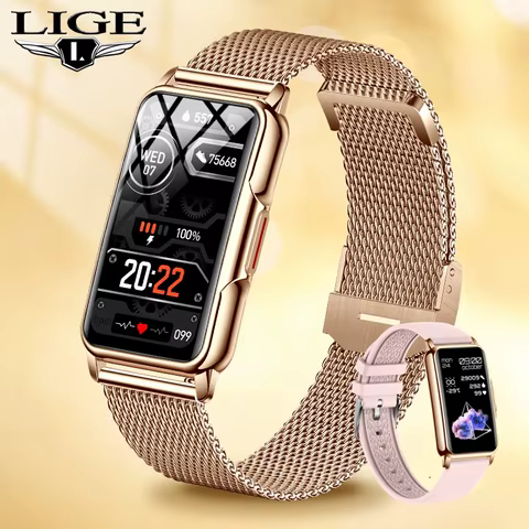 LIGE Smart Watch Women Full Touch Screen Bluetooth Call IP67 Waterproof Sports Fitness Tracker Smartwatch Women 10 best sales full touch smartwatch - №5