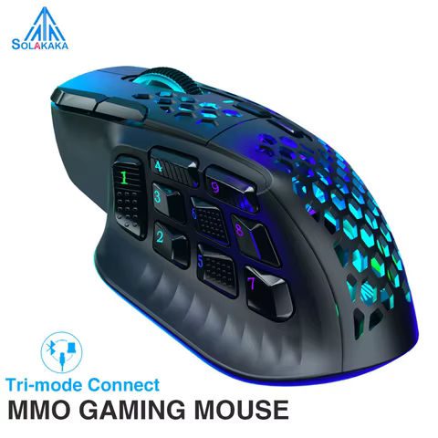 SOLAKAKA SM809 Pro Wireless MMO Gaming Mouse PAW3311 16 Side Buttons 24000 DPI RGB Honeycomb Programmable Macro Wireless mouse 8 best sales gaming mouse with side buttons - №5